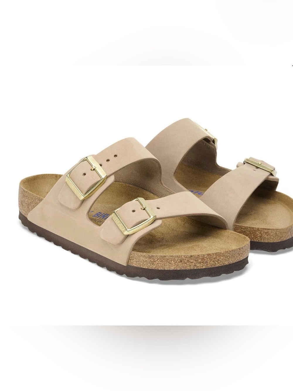 NWOT Birkenstock Arizona Suede nubuck Sandcastle Blush Tan Gold Buckles 40